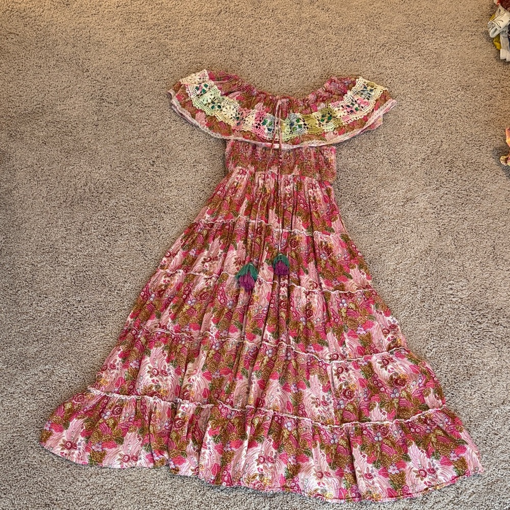 Pink Floral Off-Shoulder Maxi Dress